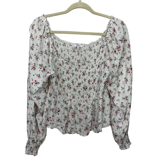 Vintage Candie's Milk Maid Boho Top Floral Cottage‎ Womens XL Smocked Babydoll - Picture 1 of 8
